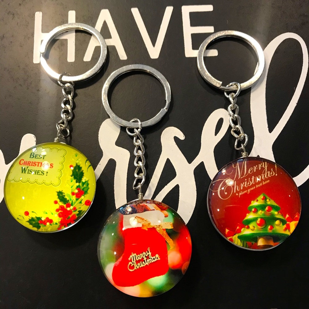 3 Keychain Christmas Charms 2” New